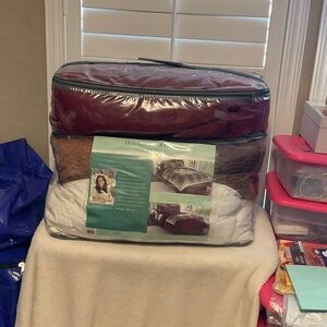 Stacy Adams Burgundy and White Comforter Set